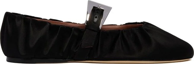 Paris Texas Sveva Plisse Buckle Ballet Flats