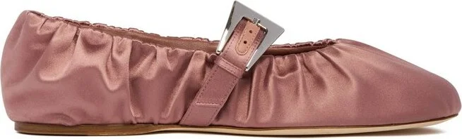 Paris Texas Sveva Plisse Buckle Ballet Flats