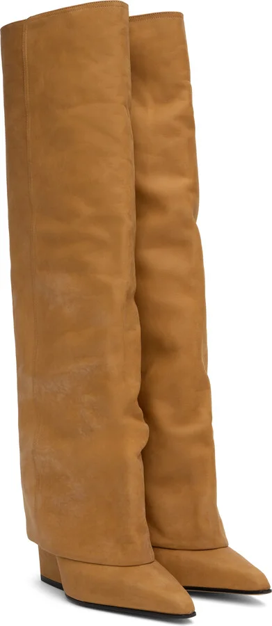 Paris Texas Tan Jane Fold Over Tall Boots - Image 4