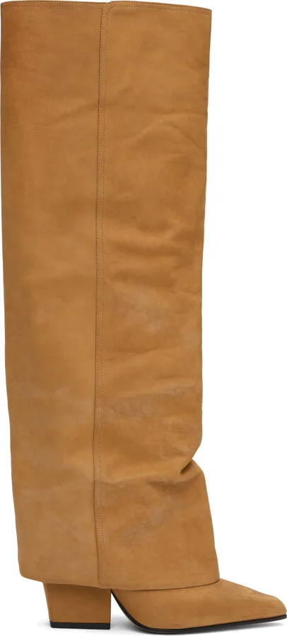 Paris Texas Tan Jane Fold Over Tall Boots