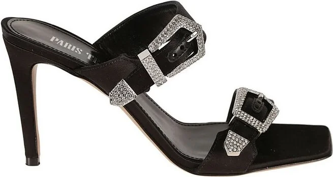 Paris Texas Ursula Double-Strap Satin Mules