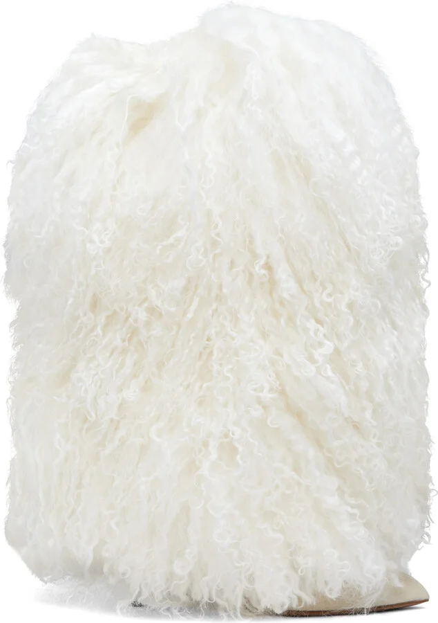 Paris Texas White Furry Stiletto Midcalf Boots