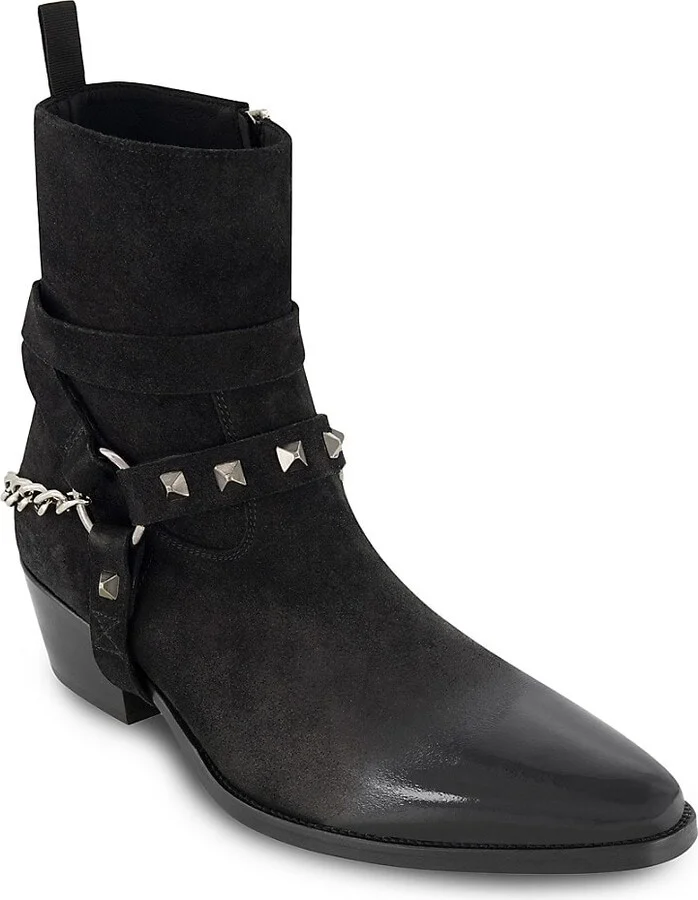 Paris White Label Studded Suede & Leather Boots - Image 2