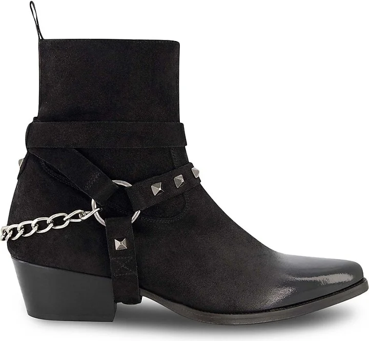 Paris White Label Studded Suede & Leather Boots
