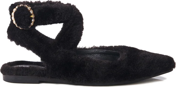 Parisa Faux Shearling Ankle Strap Flat - Image 3