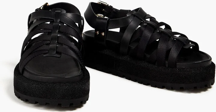 Park grosgrain and leather platform sandals - Image 2