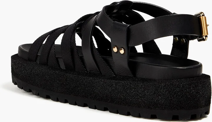 Park grosgrain and leather platform sandals - Image 3
