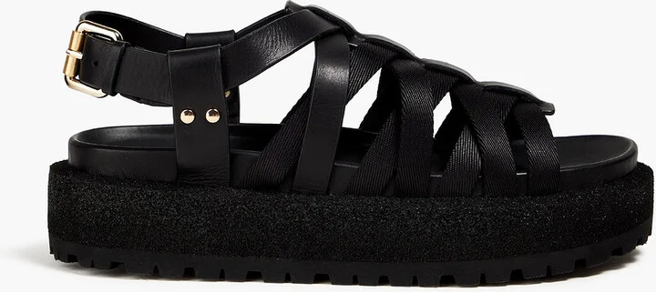Park grosgrain and leather platform sandals