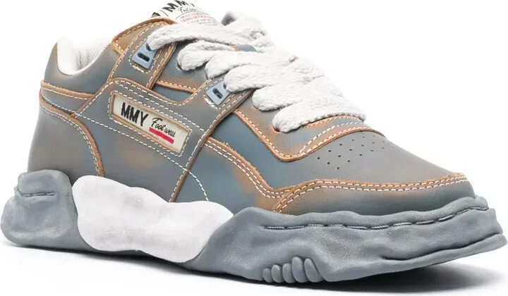 Parker faded-effect leather sneakers - Image 2