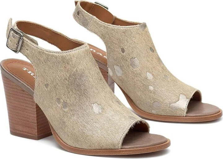 Parker Heeled Sandal In Bone Matallic Haircalf