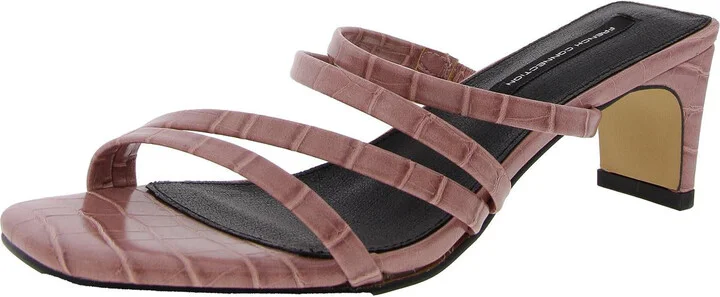 Parker Womens Faux Leather Square Toe Block Heels