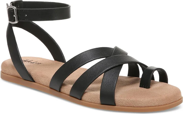 Parnikka Womens Faux Leather Criss-Cross Slingback Sandals