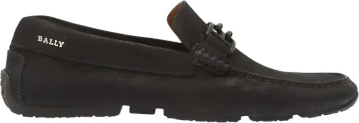 Parsal 6303265 Men's Black Suede Leather Driver Loafers