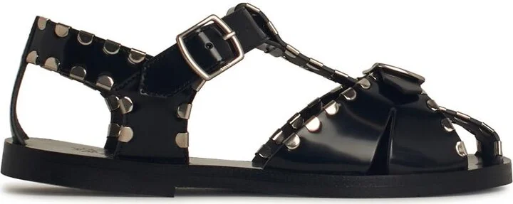 'pasely' Black Leather Sandals