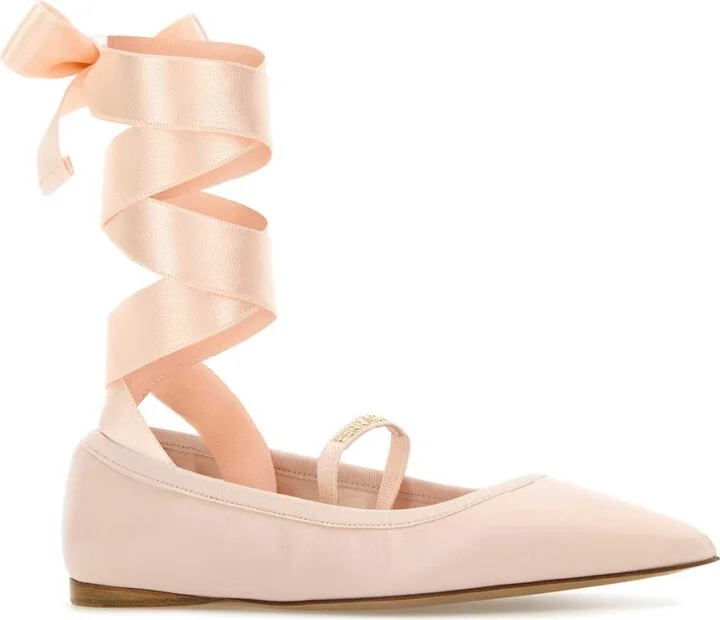 Pastel Pink Leather Carice Ballerinas - Image 2