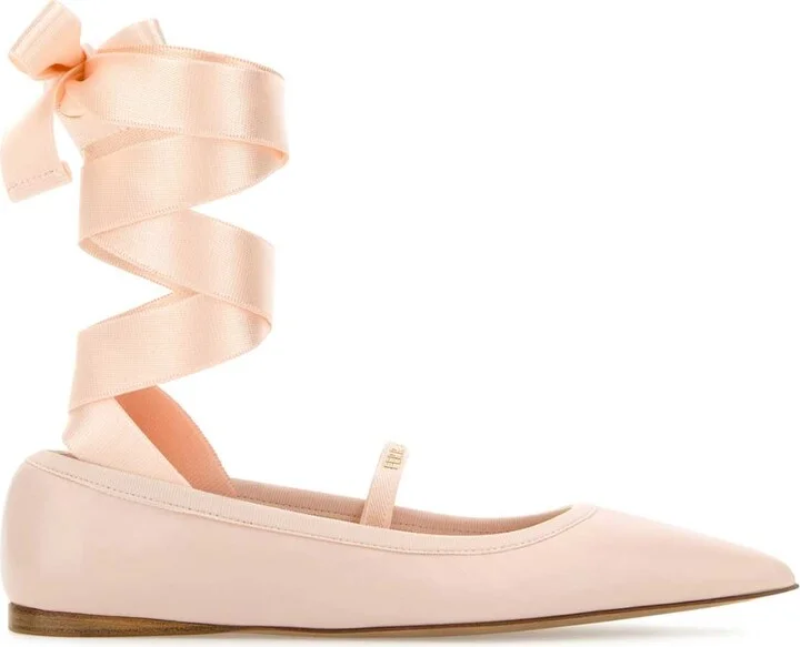 Pastel Pink Leather Carice Ballerinas