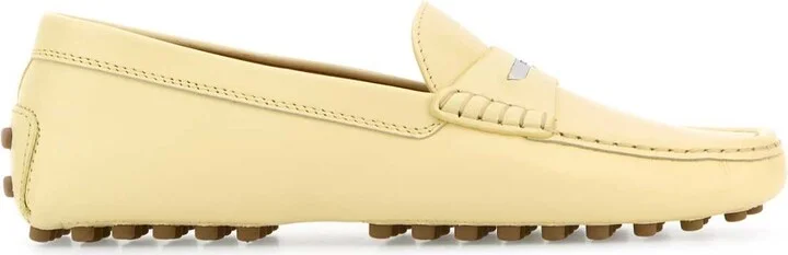 Pastel Yellow Leather Loafers