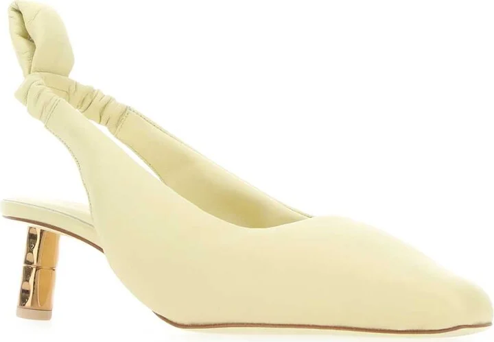 Pastel Yellow Nappa Leather Puffy Pumps - Image 2
