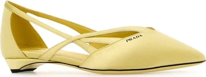 Pastel Yellow Satin Ballerinas - Image 2