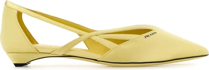 Pastel Yellow Satin Ballerinas
