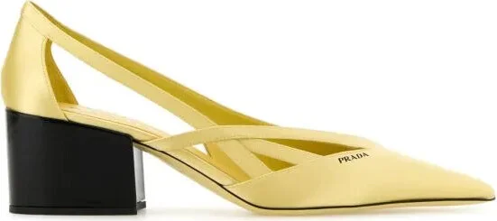 Pastel yellow satin pumps