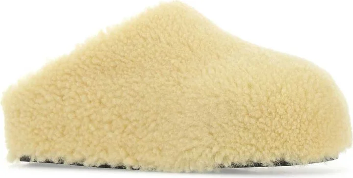 Pastel Yellow Shearling Giuly Slippers - Image 2