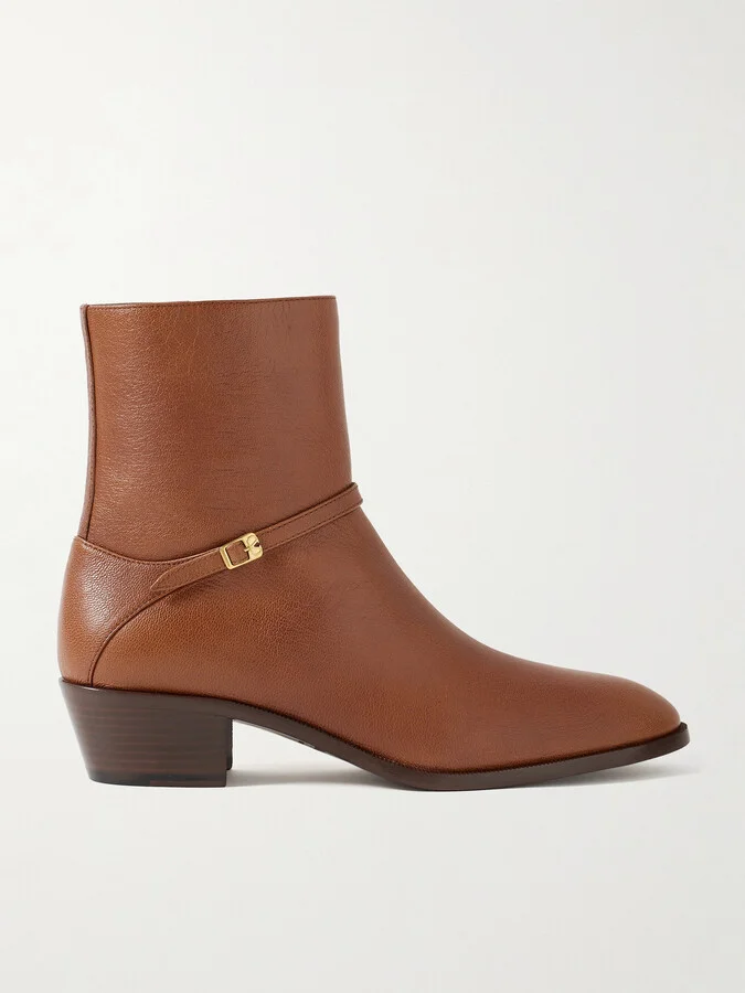 Pat VLogo Buckled Leather Ankle Boots