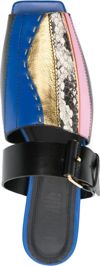 Patch buckle-detail patchwork mules - Image 4
