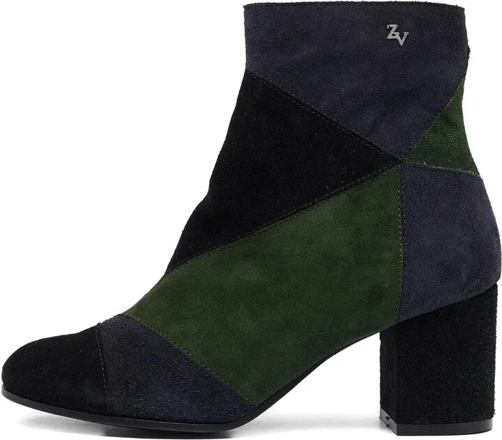 Patchwork Block-Heel Boots