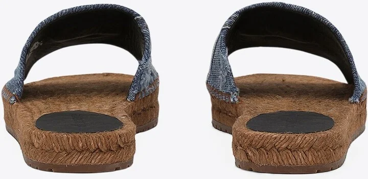Patchwork Denim DG Logo Flat Slides - Image 2