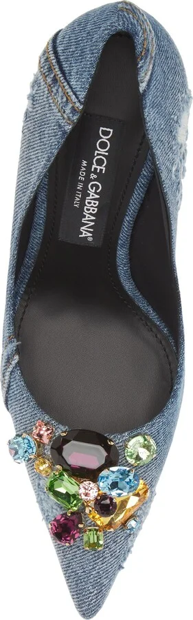 Patchwork Denim Pointed Toe Pump - Image 5