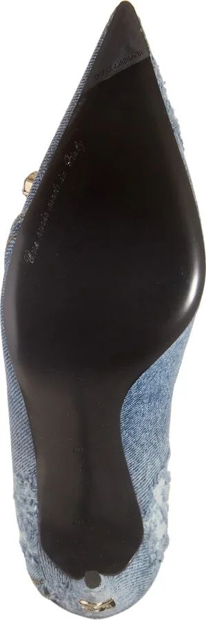 Patchwork Denim Pointed Toe Pump - Image 6