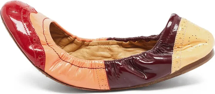 Patchwork Patent Ballet Flats