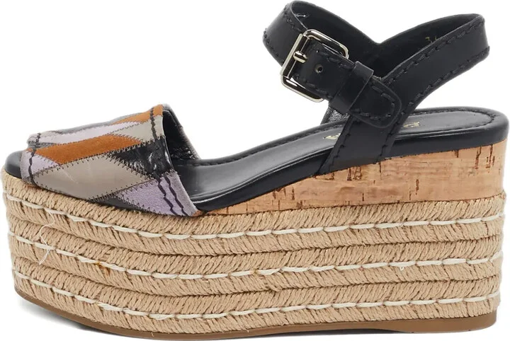 Patchwork Platform Sandals