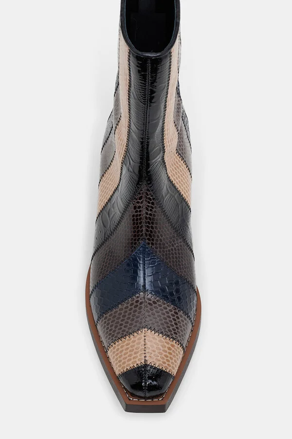 Patchwork striped Western-style Chelsea boots - Image 7