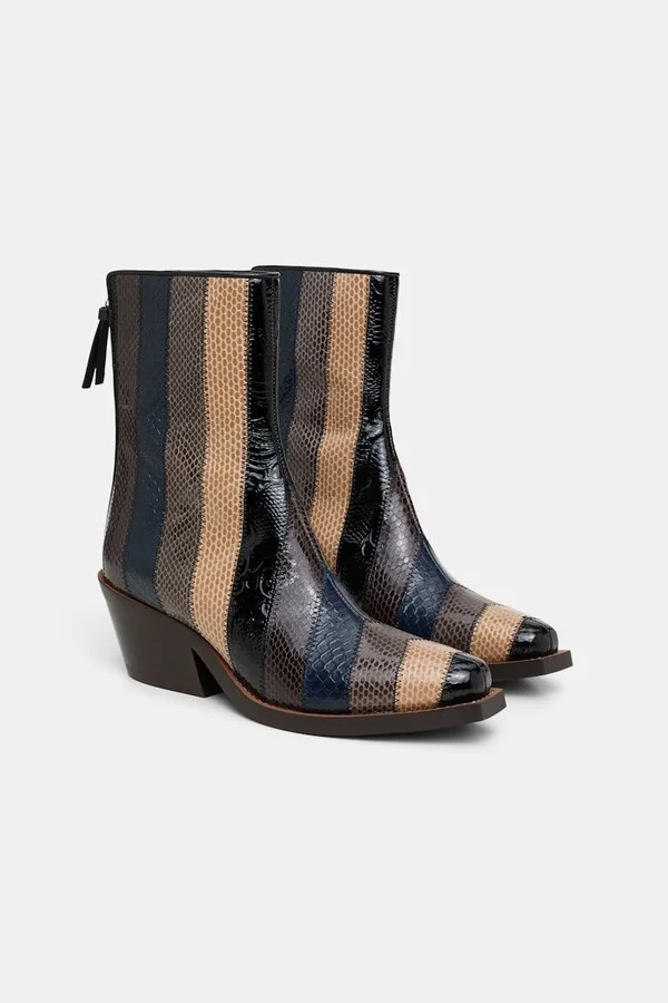 Patchwork striped Western-style Chelsea boots - Image 8