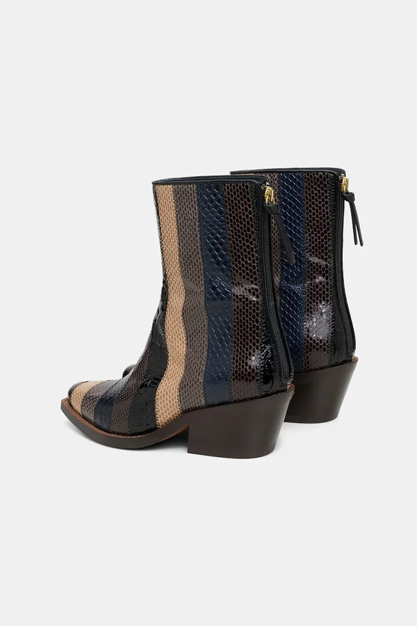 Patchwork striped Western-style Chelsea boots - Image 9