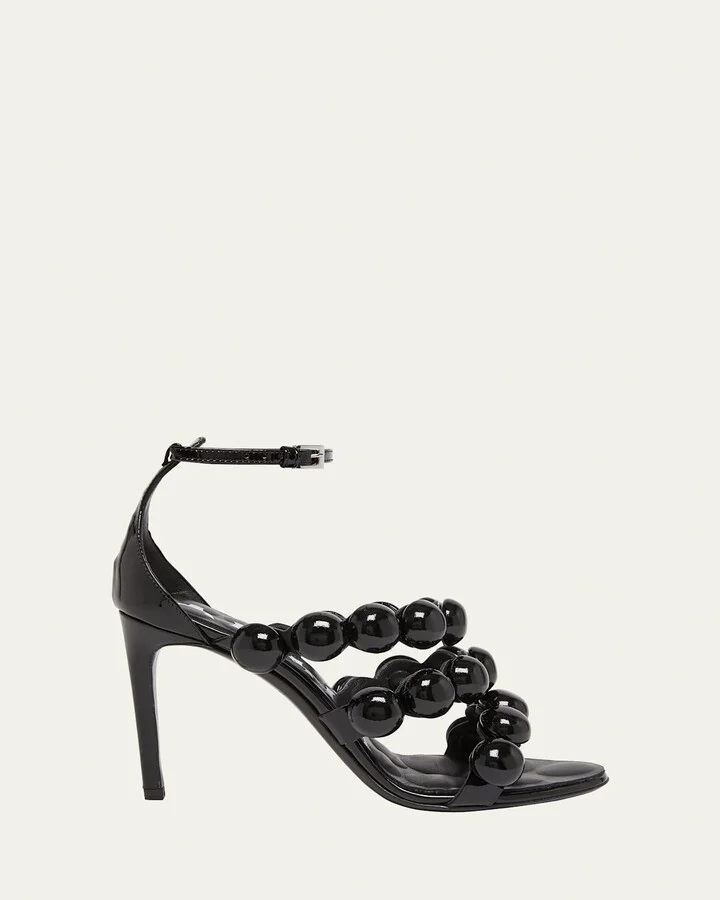 Patent Bubble Ankle-Strap Sandals
