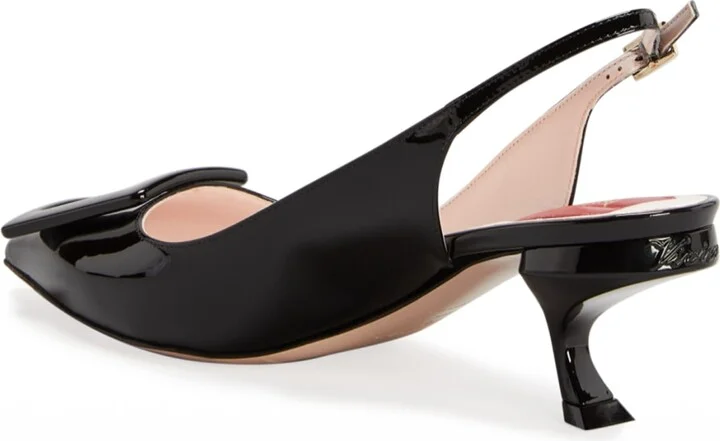 Patent Buckle Kitten-Heel Slingback Pumps - Image 9