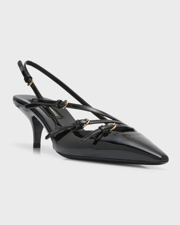 Patent Buckle-Trio Slingback Pumps - Image 4