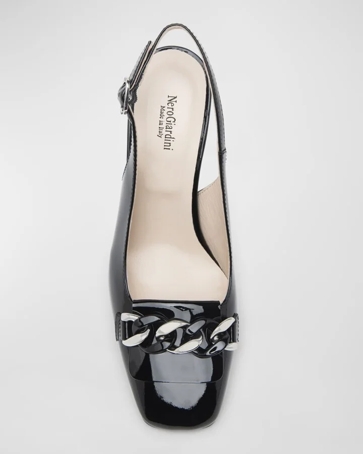 Patent Chain Slingback Pumps - Image 2