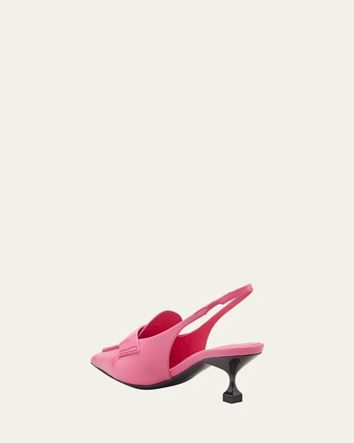 Patent Coin Penny Loafer Slingback Pumps - Image 2