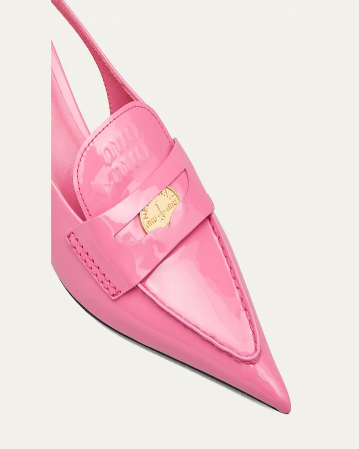 Patent Coin Penny Loafer Slingback Pumps - Image 3