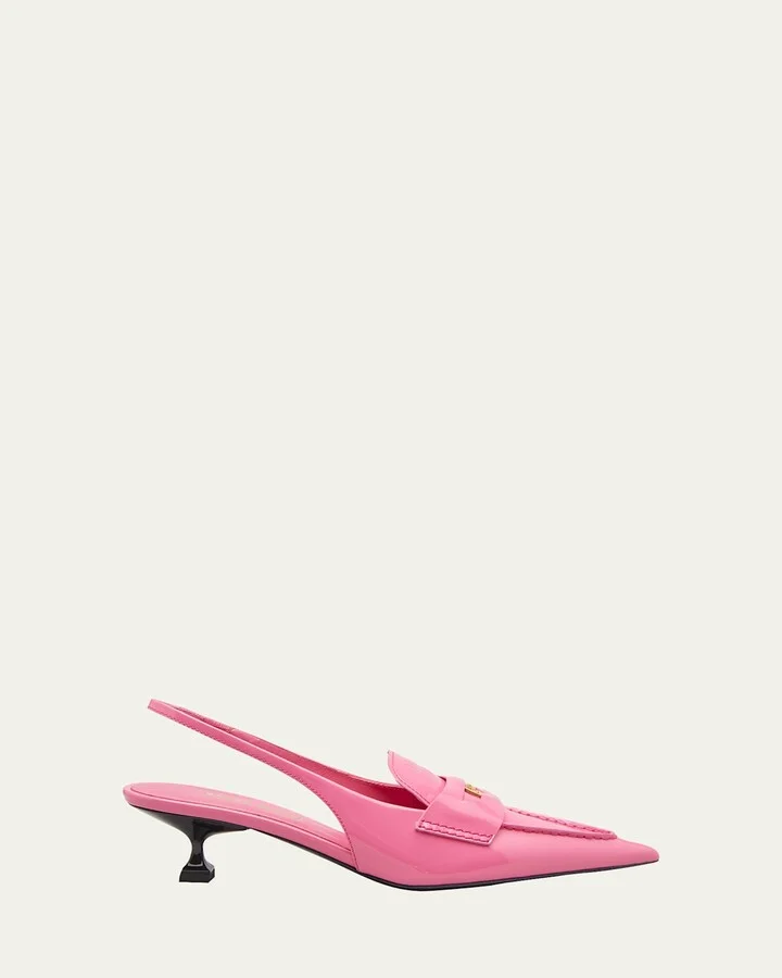 Patent Coin Penny Loafer Slingback Pumps