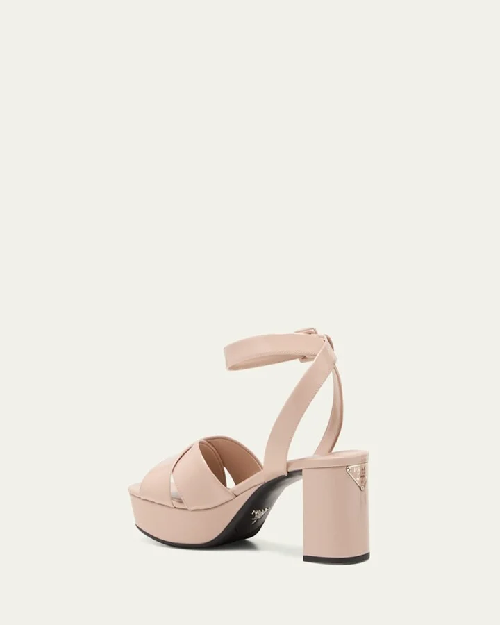 Patent Crisscross Ankle-Strap Platform Sandals - Image 2