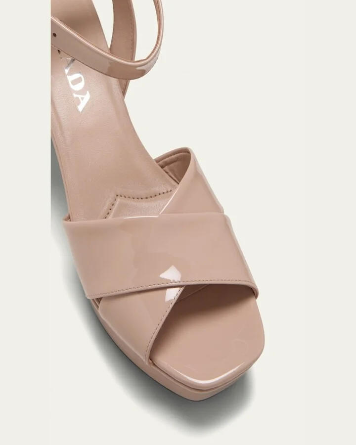 Patent Crisscross Ankle-Strap Platform Sandals - Image 6