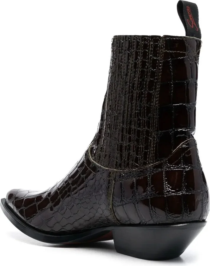 Patent Crocodile-Embossed Boots - Image 3