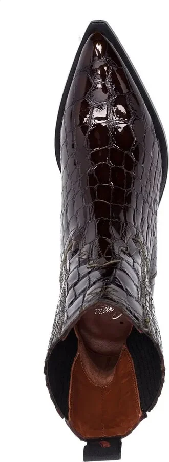 Patent Crocodile-Embossed Boots - Image 4
