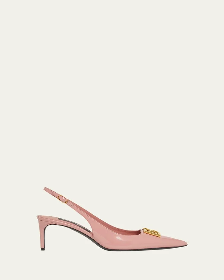 Patent DG Medallion Slingback Pumps