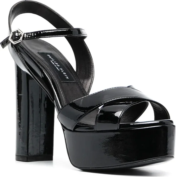 Patent-Effect Heeled Sandals - Image 2